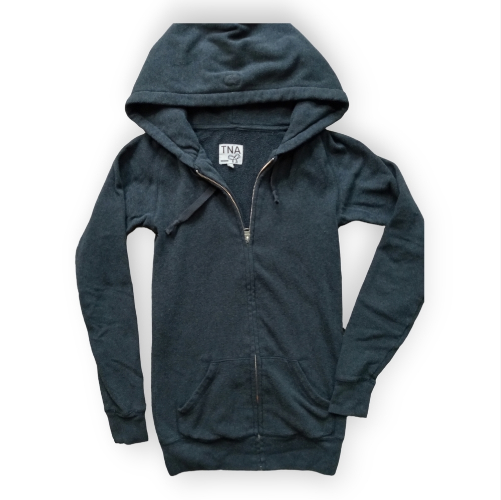 TNA long full zip hoodie dark grey extra small